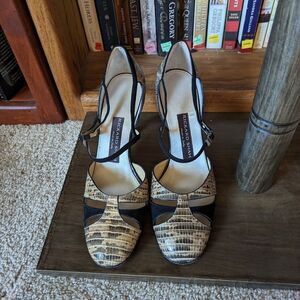 RICKARD Shah lizard and suede Mary Jane's sz 40 euc